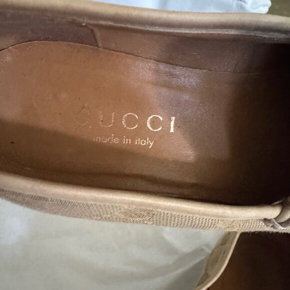 VINTAGE GUCCI GG Canvas web Taupe Horsebit Loafer - Picture 5 of 6